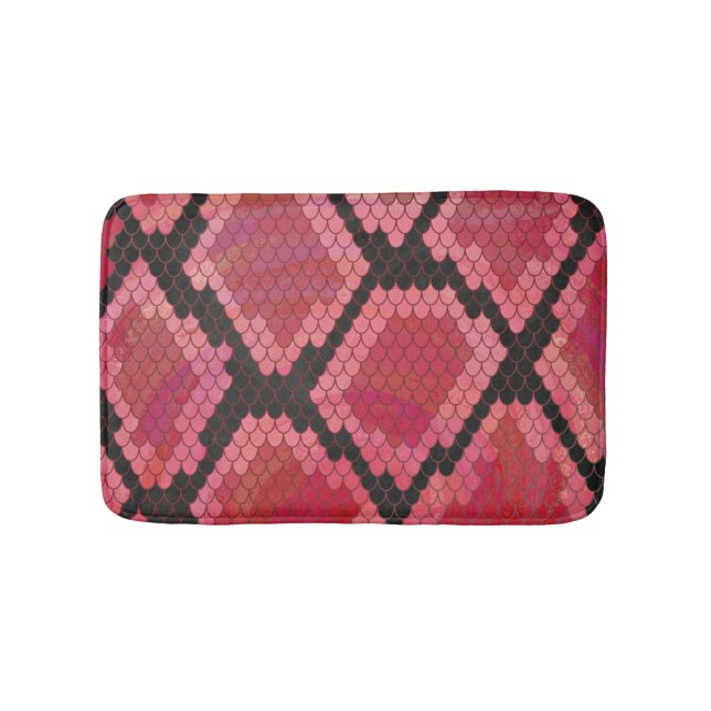 Snake Black and Red Print Bath Mat (Front)