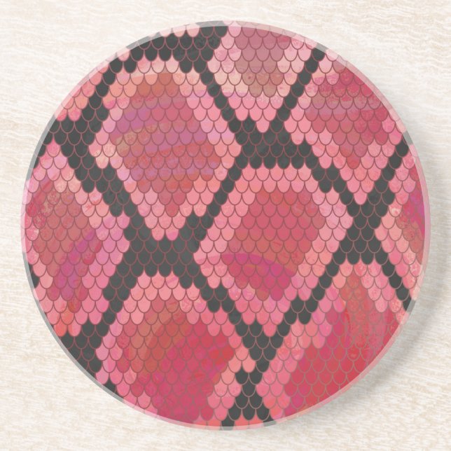 Snake Black and Red Print Coaster (Front)