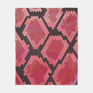 Snake Black and Red Print Fleece Blanket