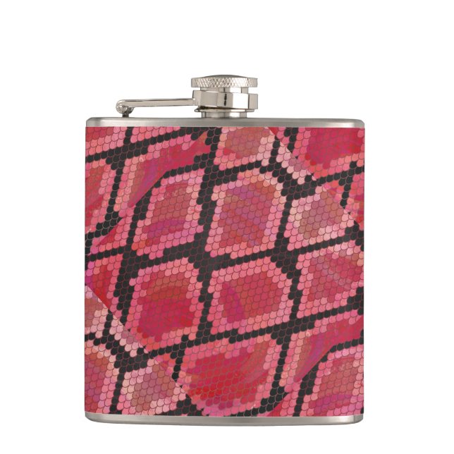 Snake Black and Red Print Hip Flask (Front)