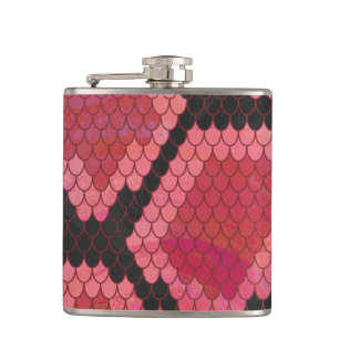 Snake Black and Red Print Hip Flask