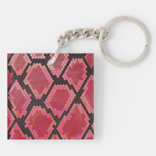Snake Black and Red Print Key Ring