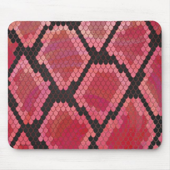 Snake Black and Red Print Mouse Pad (Front)