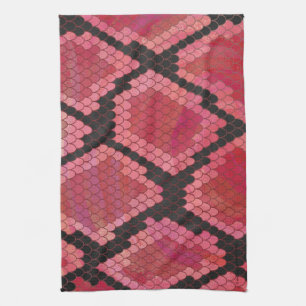 Snake Black and Red Print Tea Towel