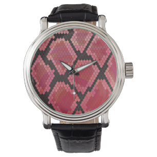 Snake Black and Red Print Watch