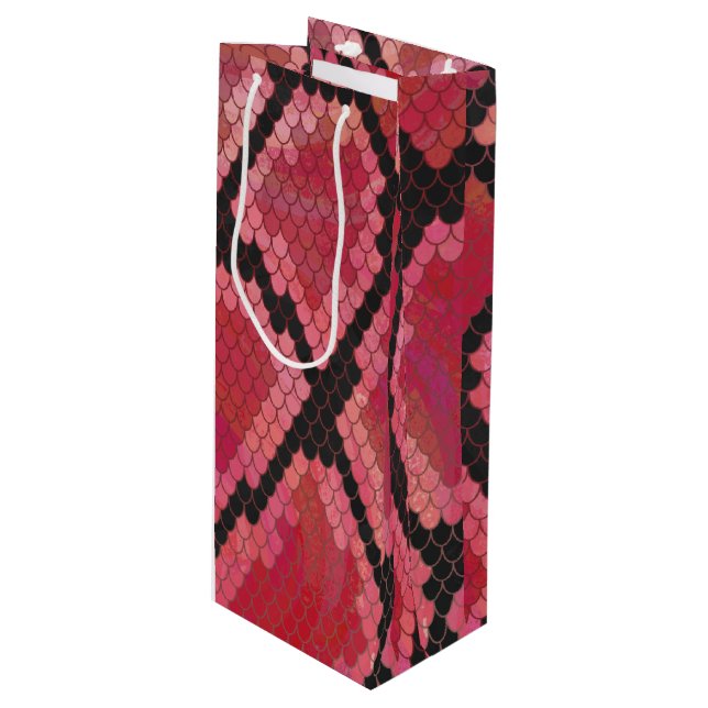 Snake Black and Red Print Wine Gift Bag (Front Angled)