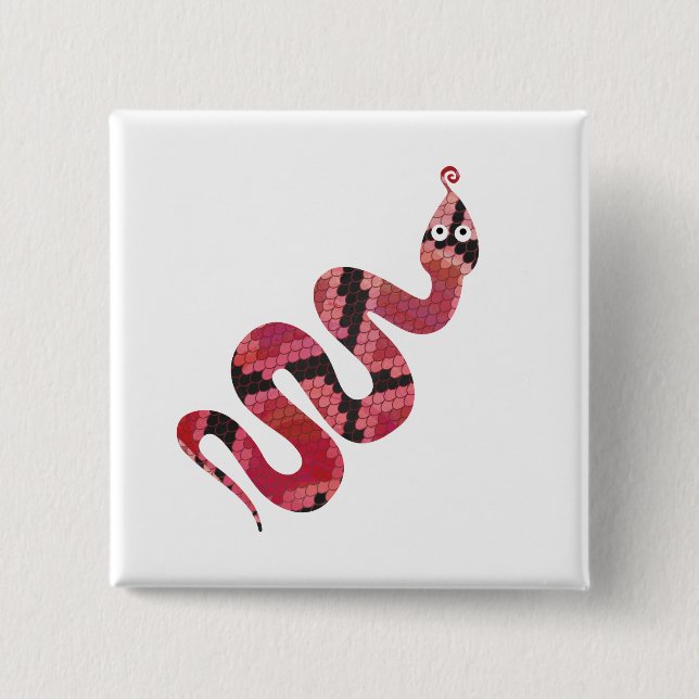 Snake Black and Red Silhouette 15 Cm Square Badge (Front)
