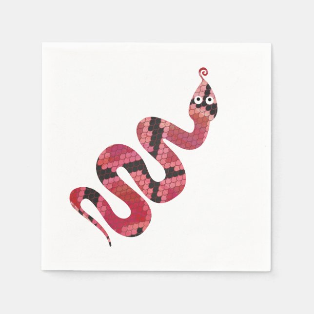 Snake Black and Red Silhouette Napkin (Front)