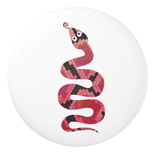 Snake Black and Red Silhouettes Ceramic Knob (Front)