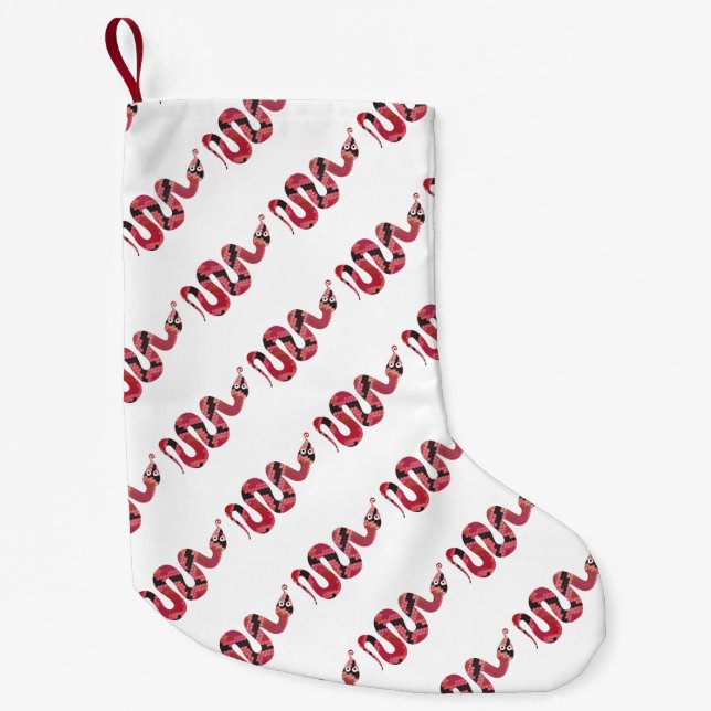Snake Black and Red Silhouettes Small Christmas Stocking (Front)