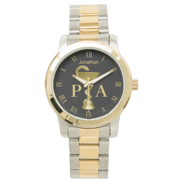 Snake Bowl Medical Gold Physician Assistant Watch (Front)