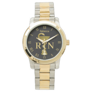 Snake Bowl Medical Hygieia Gold Caduceus Nurse RN Watch