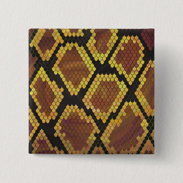 Snake Brown and Gold Print 15 Cm Square Badge (Front)