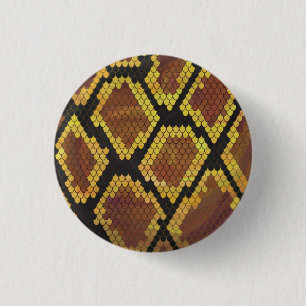Snake Brown and Gold Print 3 Cm Round Badge