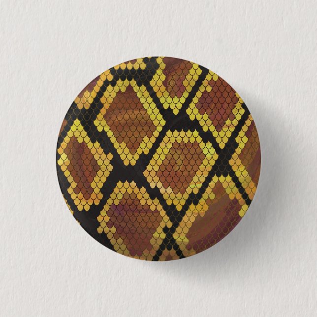 Snake Brown and Gold Print 3 Cm Round Badge (Front)