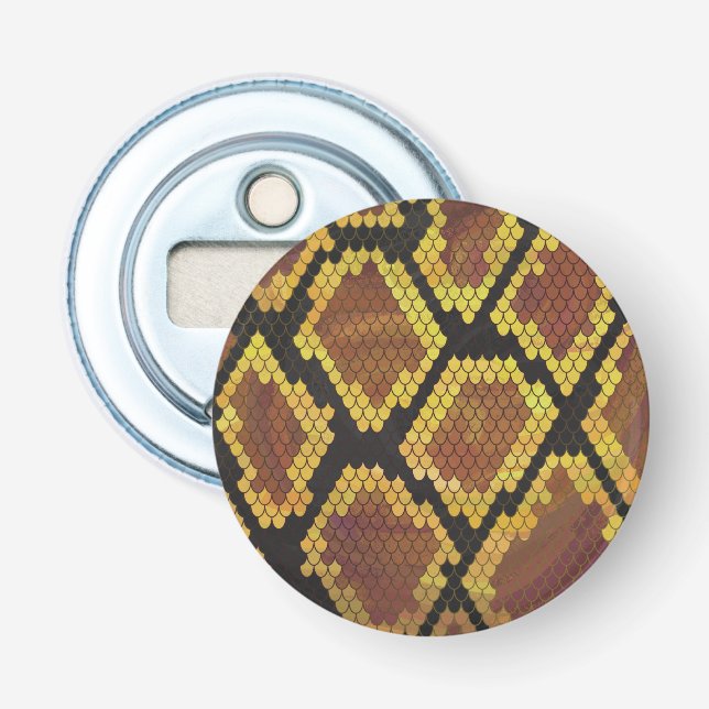 Snake Brown and Gold Print Bottle Opener (Front)