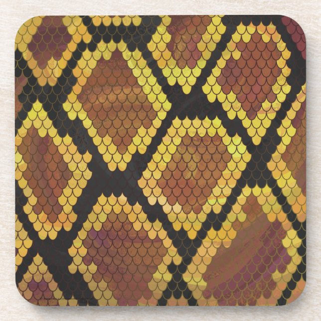 Snake Brown and Gold Print Coaster (Front)