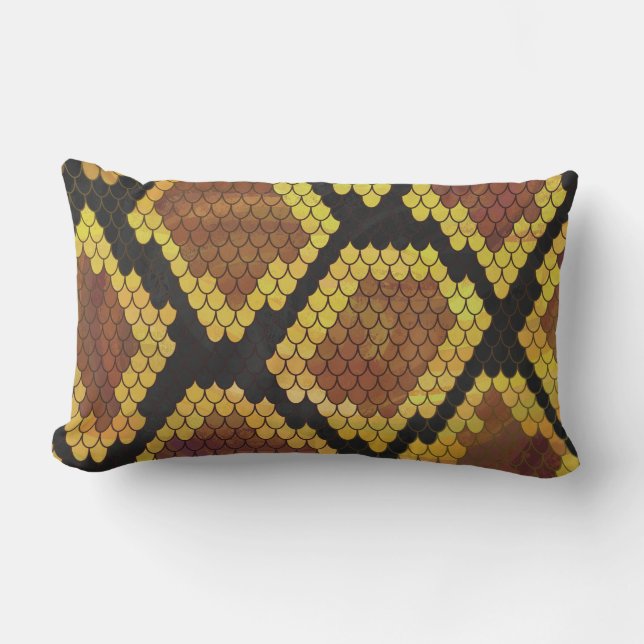 Snake Brown and Gold Print Lumbar Cushion (Front)