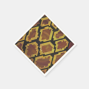 Snake Brown and Gold Print Napkin