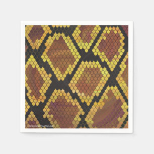 Snake Brown and Gold Print Napkin
