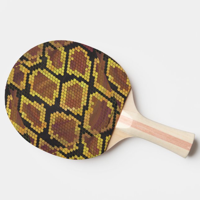 Snake Brown and Gold Print Ping Pong Paddle (Side)