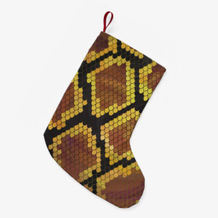 Snake Brown and Gold Print Small Christmas Stocking