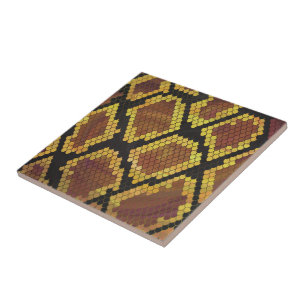 Snake Brown and Gold Print Tile