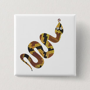 Snake Brown and Gold Silhouette 15 Cm Square Badge