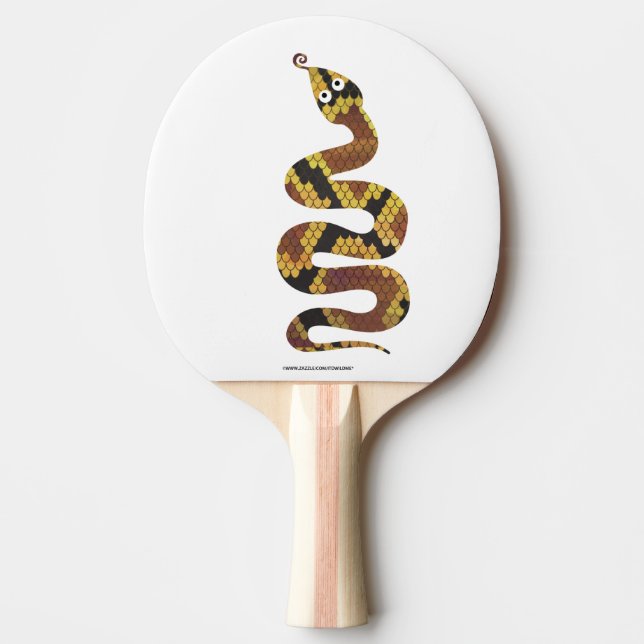 Snake Brown and Gold Silhouette Ping Pong Paddle (Front)