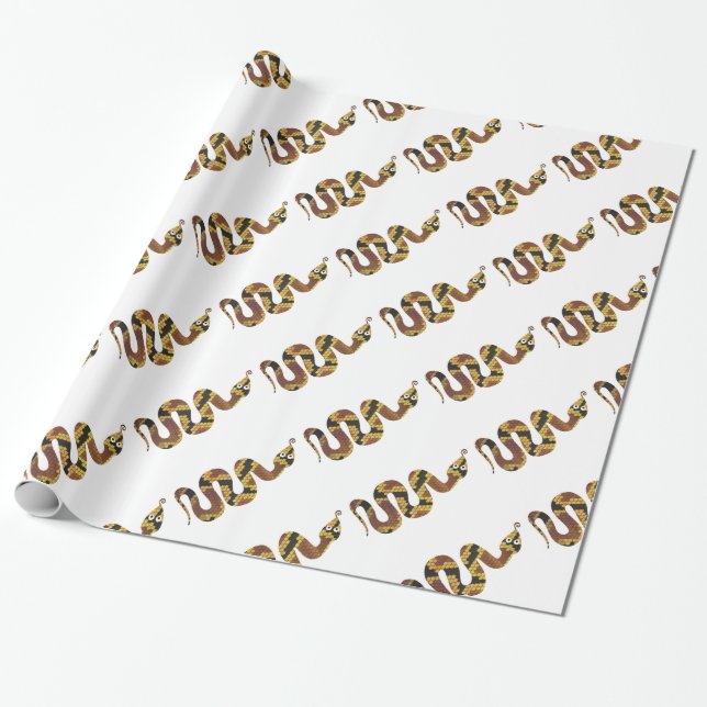 Snake Brown and Gold Silhouette Wrapping Paper (Unrolled)