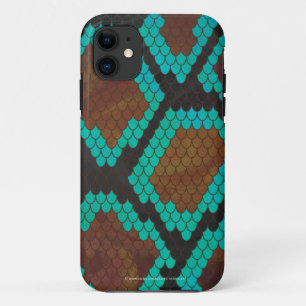 Snake Brown and Teal Print iPhone 11 Case