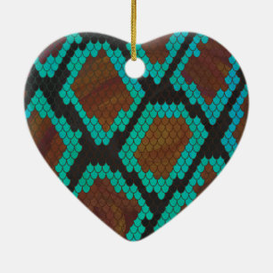 Snake Brown and Teal Print Ceramic Tree Decoration