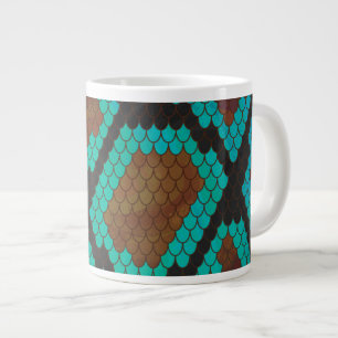 Snake Brown and Teal Print Large Coffee Mug
