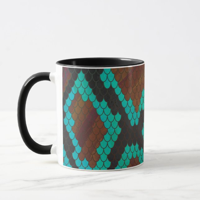 Snake Brown and Teal Print Mug (Left)