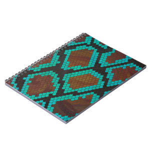 Snake Brown and Teal Print Notebook