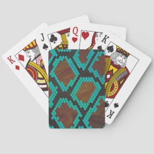 Snake Brown and Teal Print Playing Cards