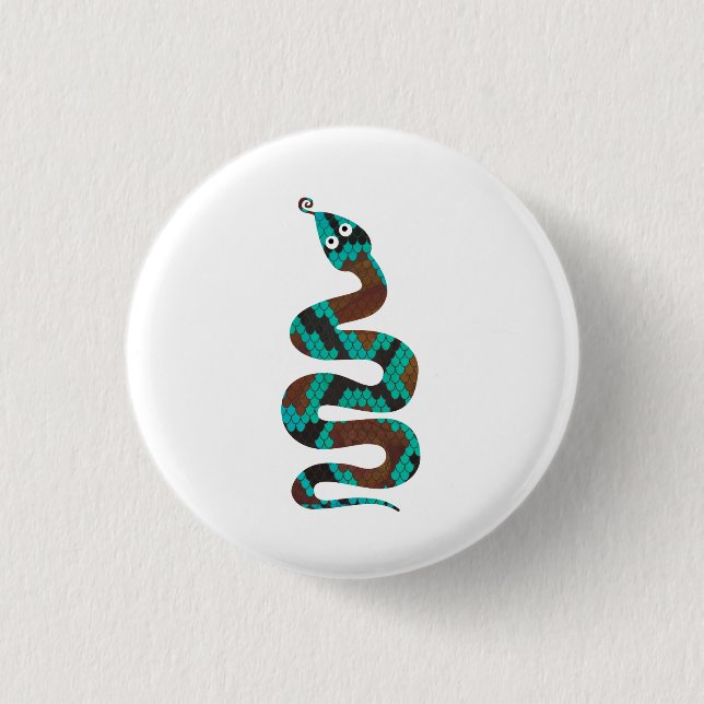 Snake Brown and Teal Print Silhouette 3 Cm Round Badge (Front)