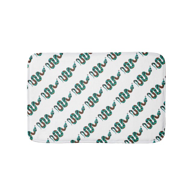 Snake Brown and Teal Print Silhouette Bath Mat (Front)