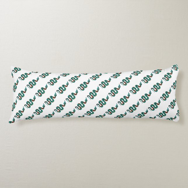 Snake Brown and Teal Print Silhouette Body Cushion (Front)
