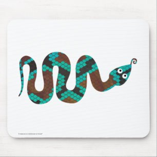 Snake Brown and Teal Print Silhouette Mouse Pad