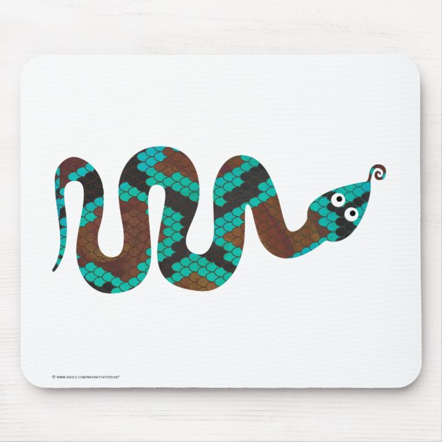 Snake Brown and Teal Print Silhouette Mouse Pad (Front)