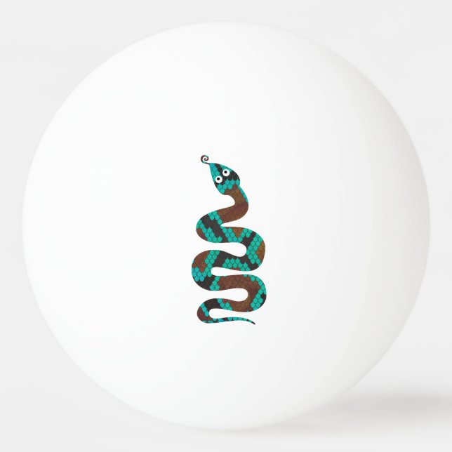 Snake Brown and Teal Print Silhouette Ping Pong Ball (Back)
