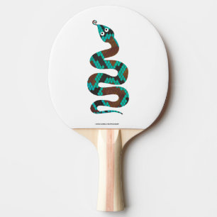 Snake Brown and Teal Print Silhouette Ping Pong Paddle