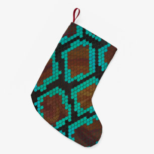 Snake Brown and Teal Print Small Christmas Stocking
