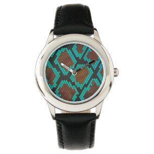 Snake Brown and Teal Print Watch