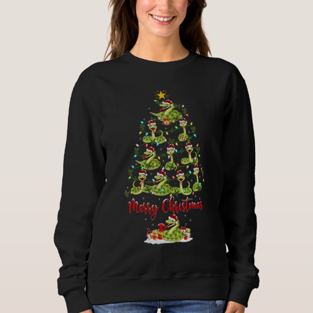 Snake Christmas Tree Lights  Snake Xmas Sweatshirt (Front)