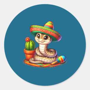 Snake cinco de mayo reptile lovers sombrero cactus classic round sticker