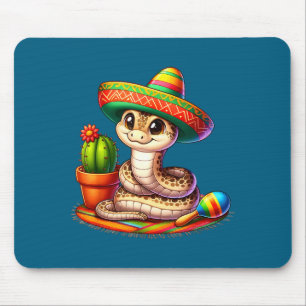 Snake cinco de mayo reptile lovers sombrero cactus mouse pad