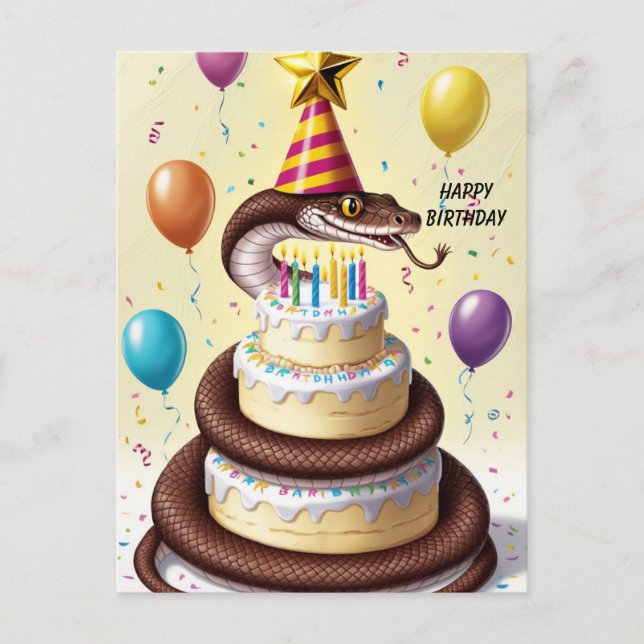 Snake Constricting cake birthday Postcard (Front)