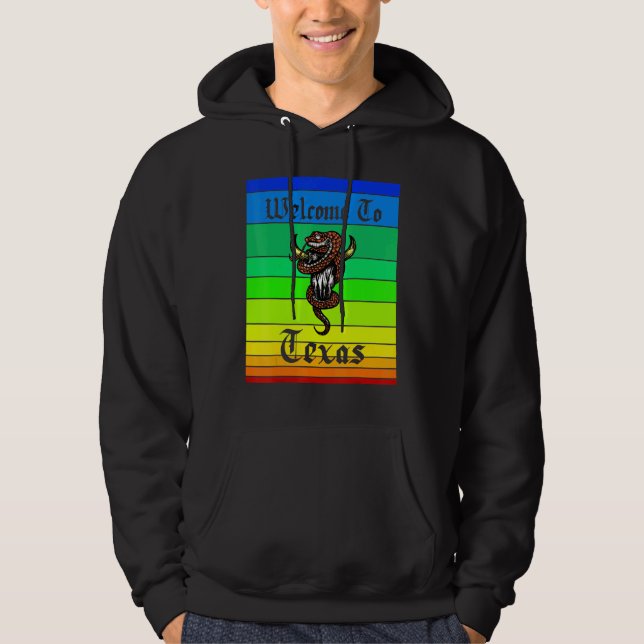 Snake Cow Skull Welcome to Texas Sunset Hoodie (Front)
